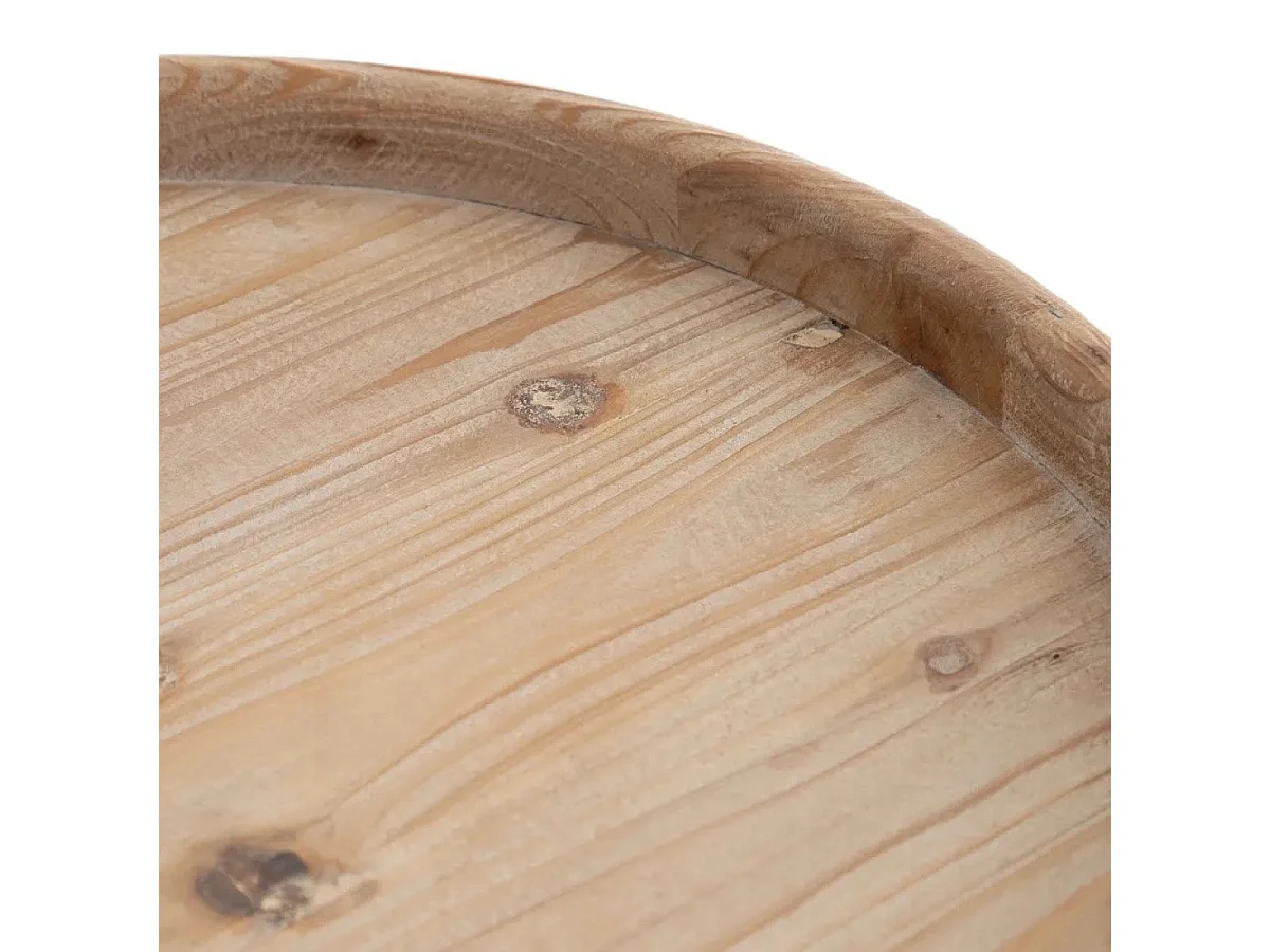 ROUNDY - Table basse en bois patiné blanc