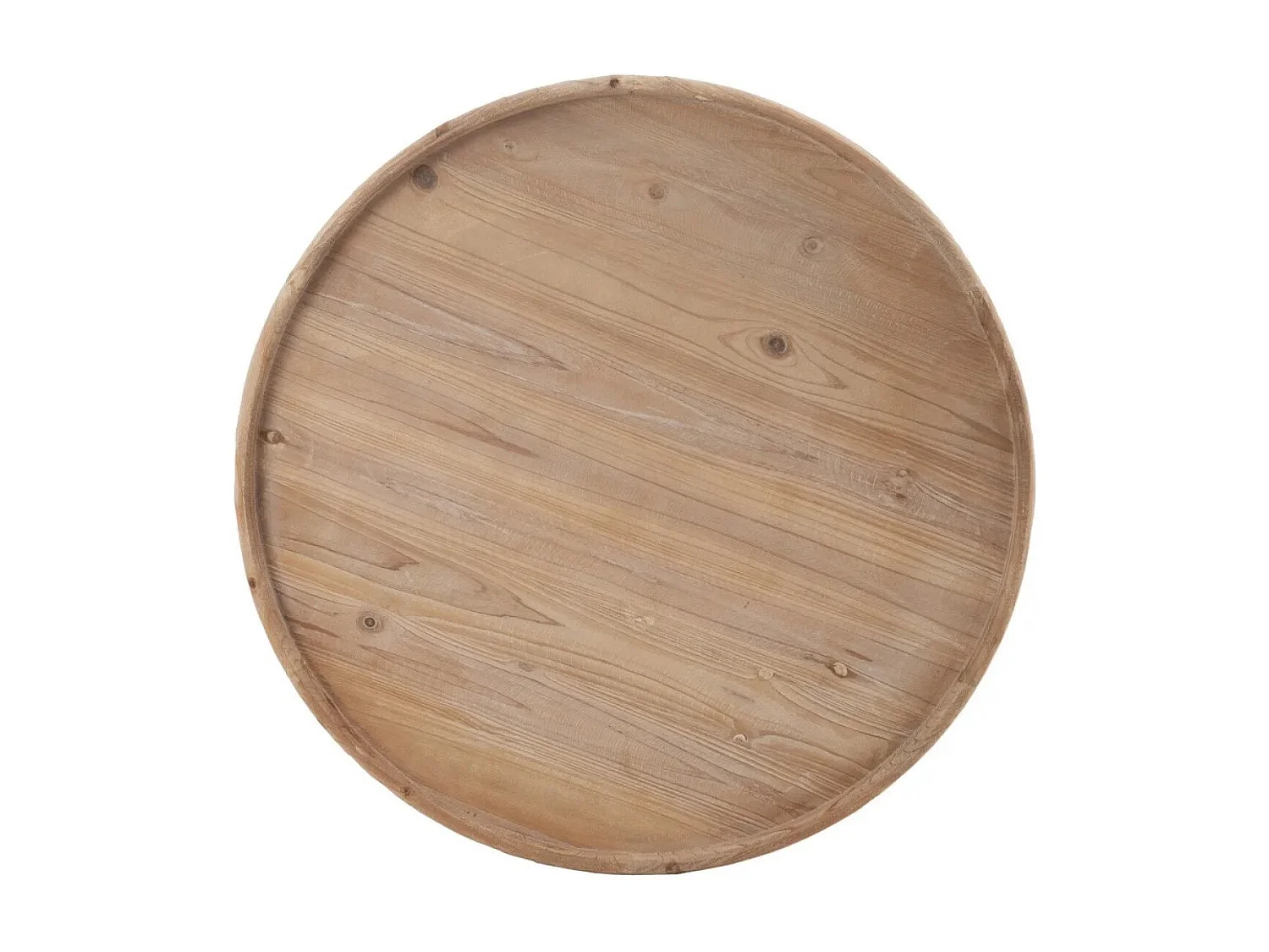 ROUNDY - Table basse en bois patiné blanc