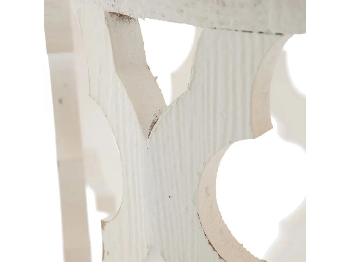 ROUNDY - Table basse en bois patiné blanc