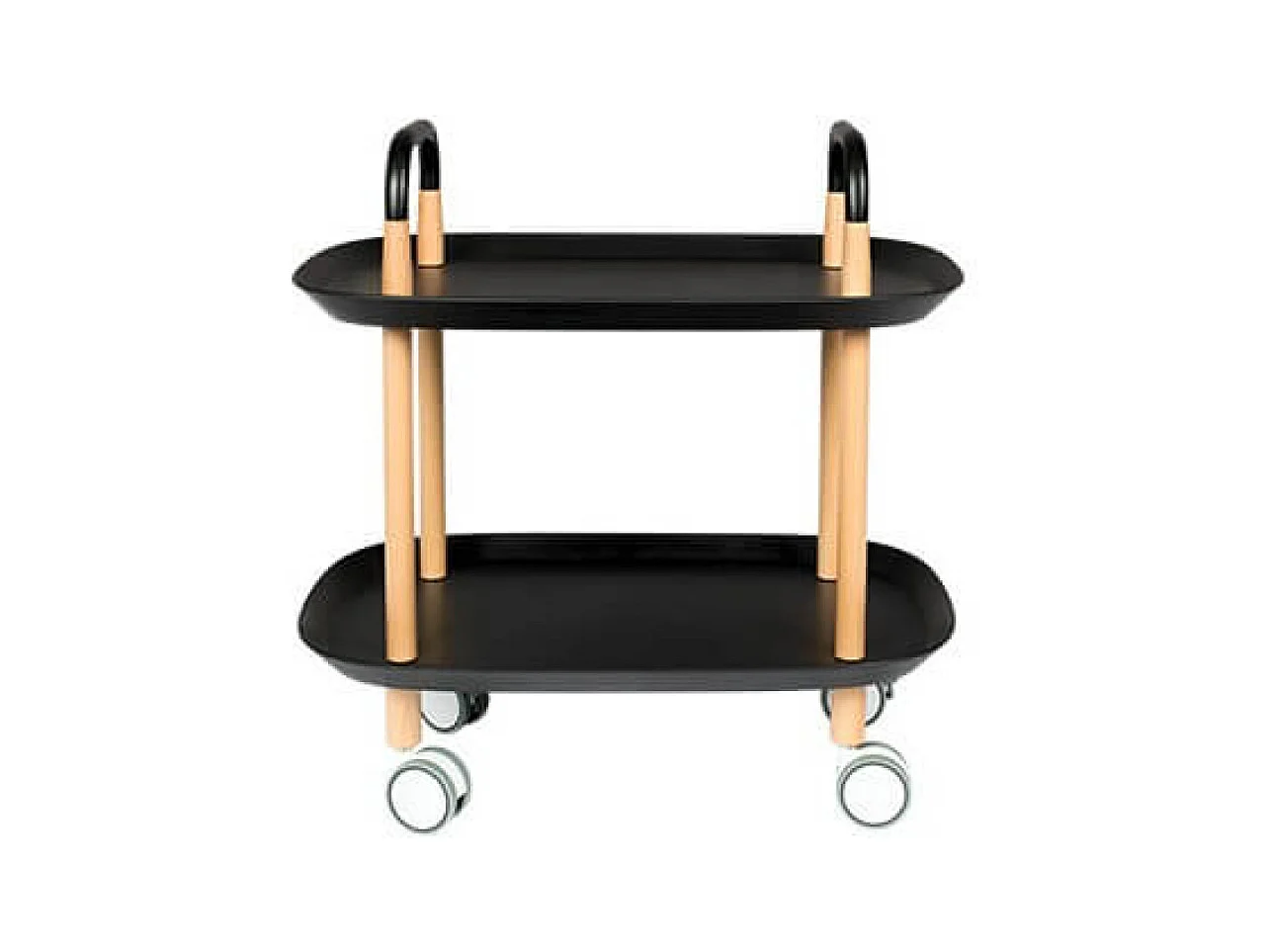 TROLLEY - Table de service sur roulettes en bois avec plateau noir, gris ou blanc