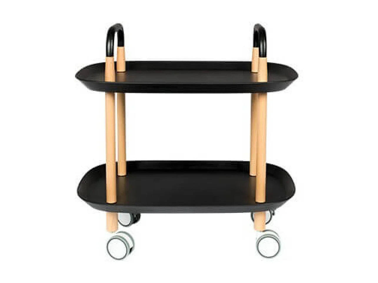 TROLLEY - Table de service sur roulettes en bois avec plateau noir, gris ou blanc