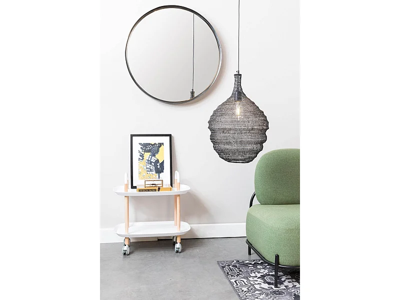 TROLLEY - Table de service sur roulettes en bois avec plateau noir, gris ou blanc