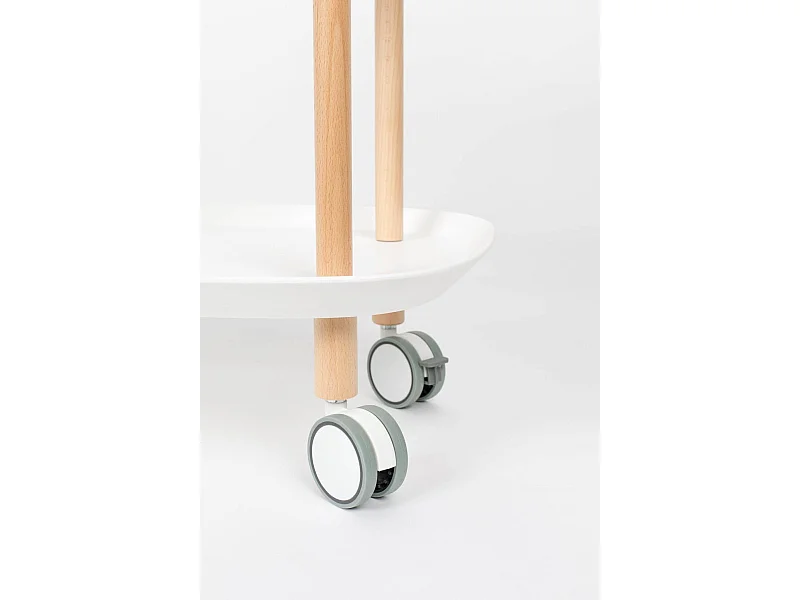 TROLLEY - Table de service sur roulettes en bois avec plateau noir, gris ou blanc