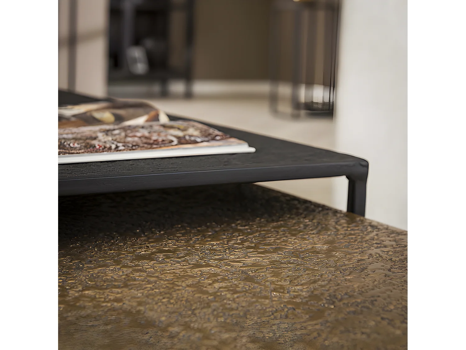 METALLICA - Table basse modulable en acier noir et bronze
