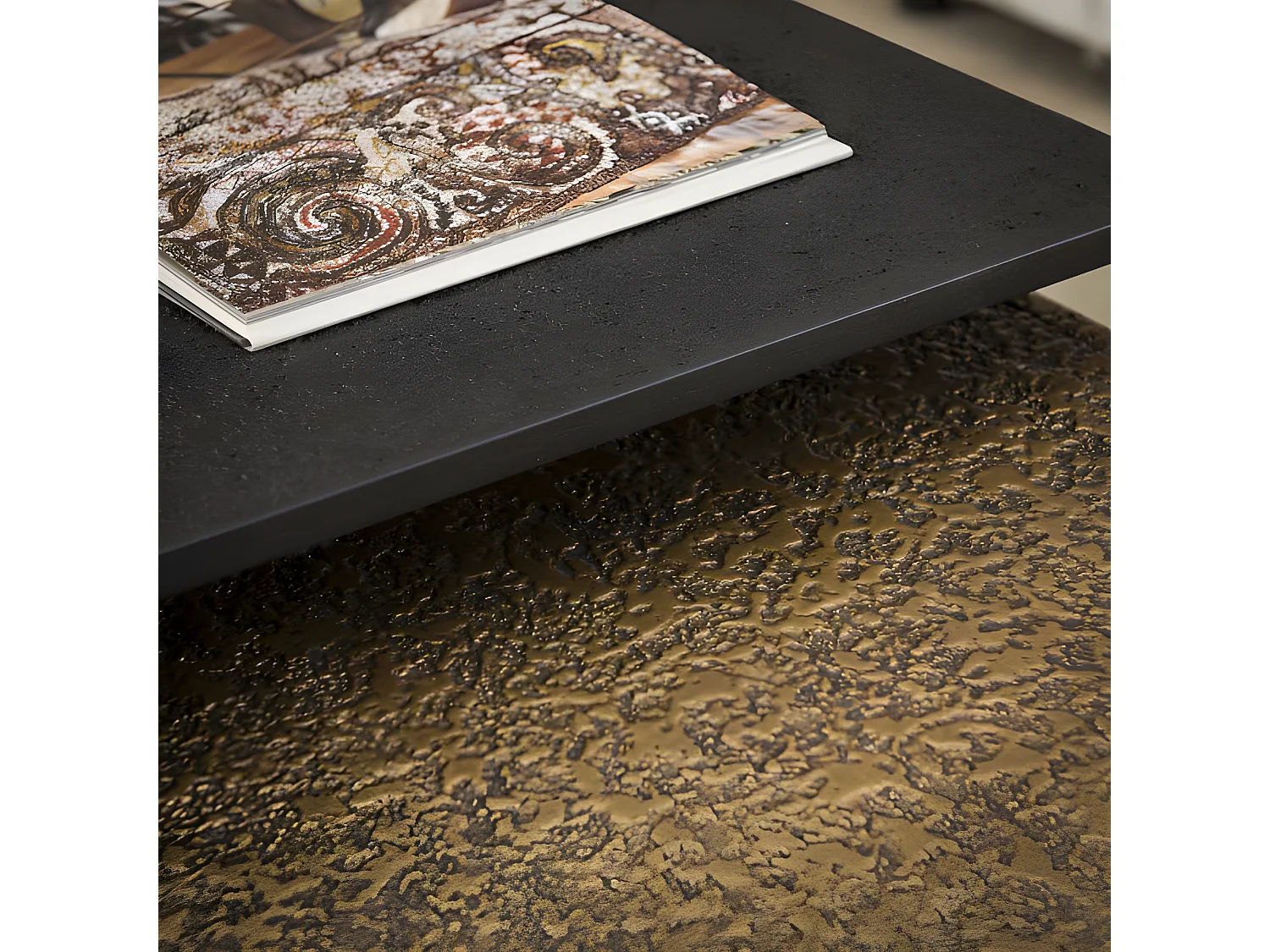 METALLICA - Table basse modulable en acier noir et bronze