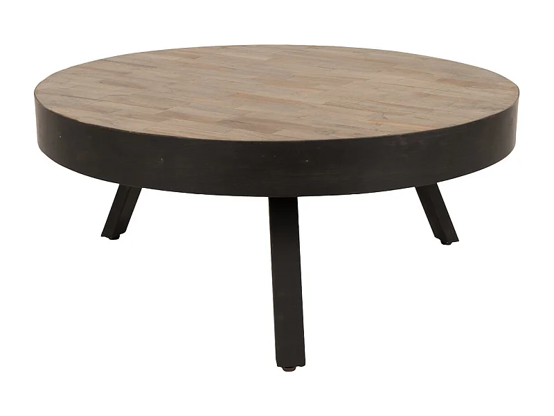 HAVANE - Table basse ronde en bois et acier