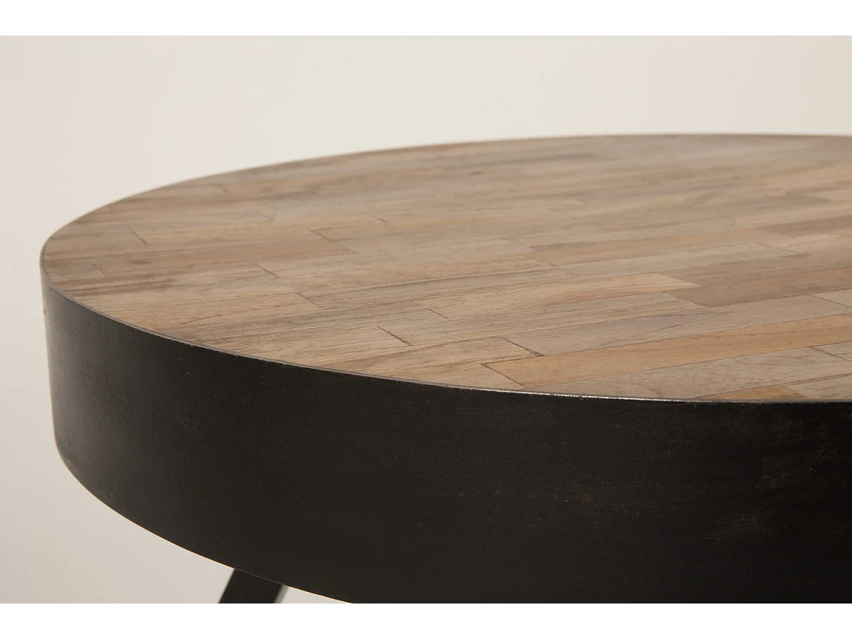 HAVANE - Table basse ronde en bois et acier