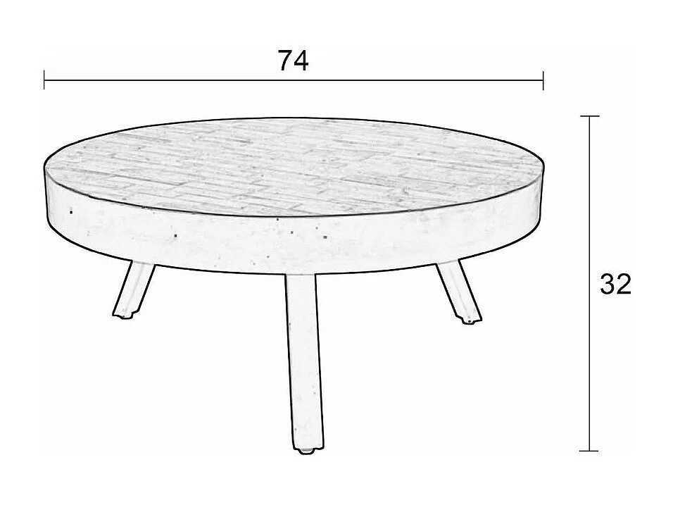 HAVANE - Table basse ronde en bois et acier