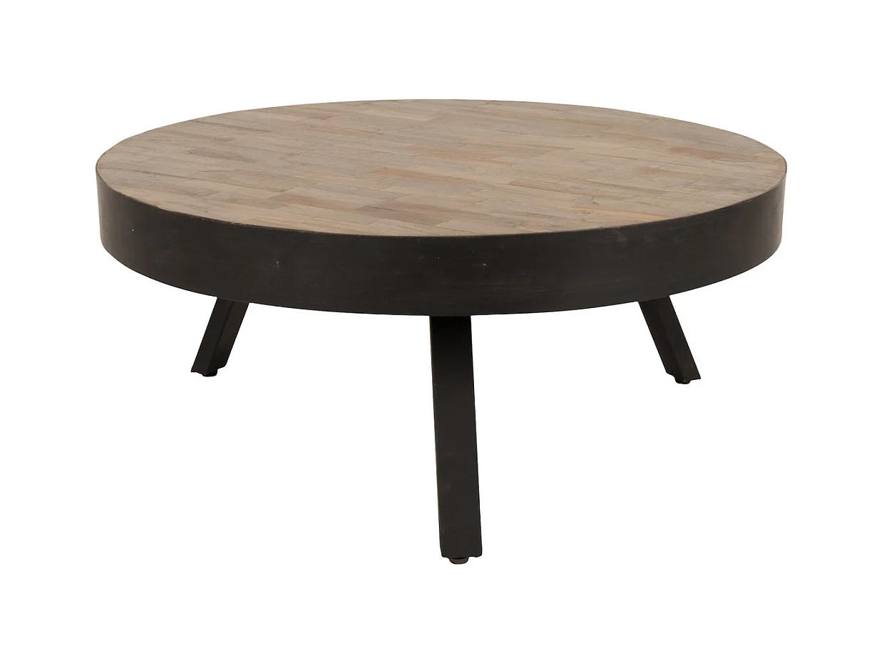 HAVANE - Table basse ronde en bois et acier