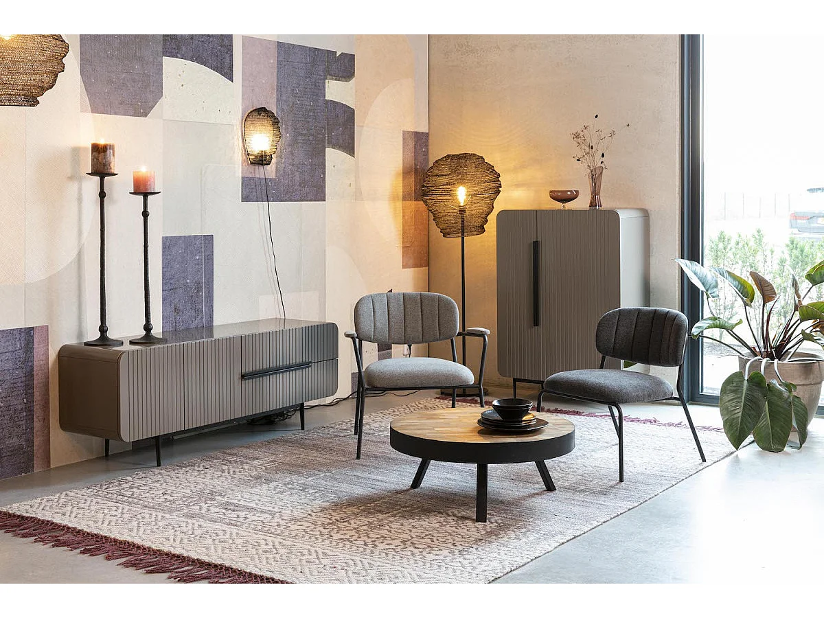 HAVANE - Table basse ronde en bois et acier