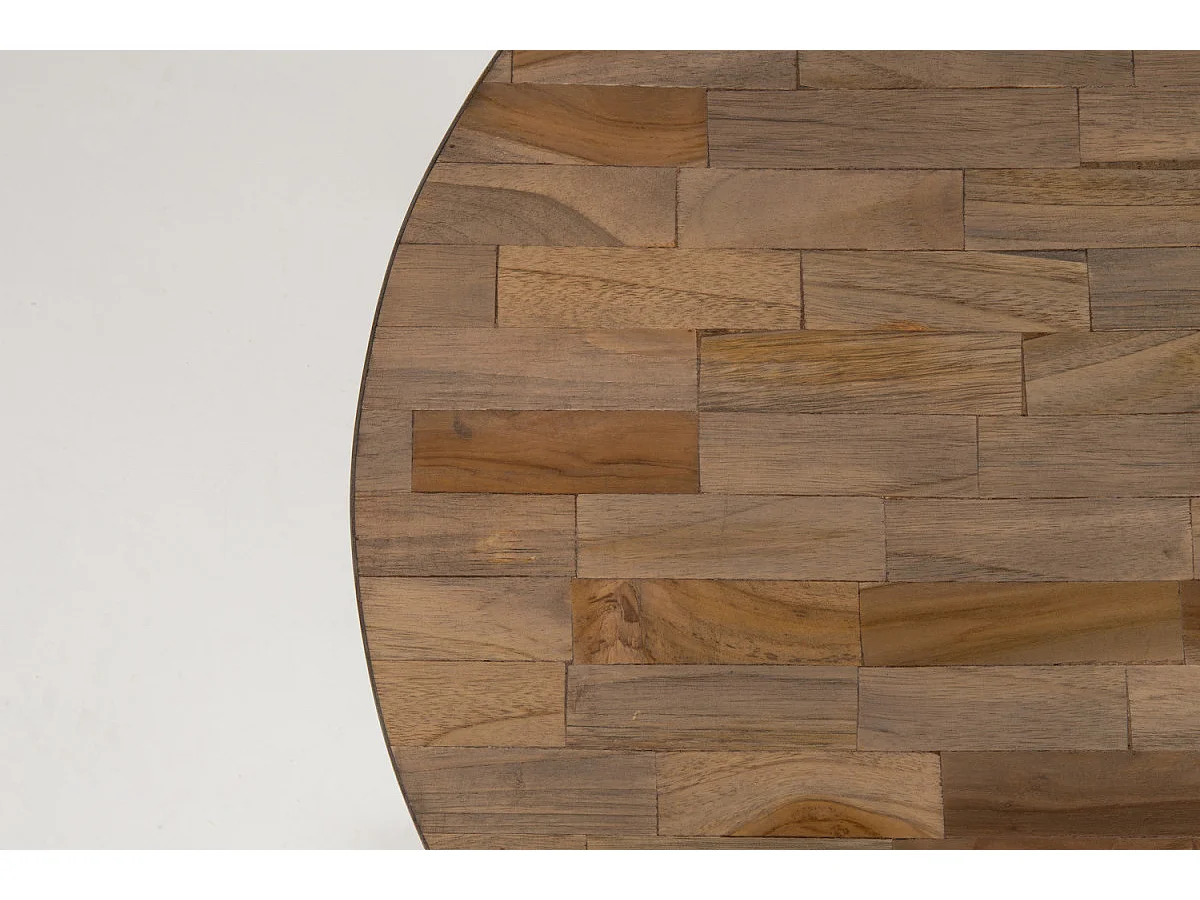 HAVANE - Table basse ronde en bois et acier