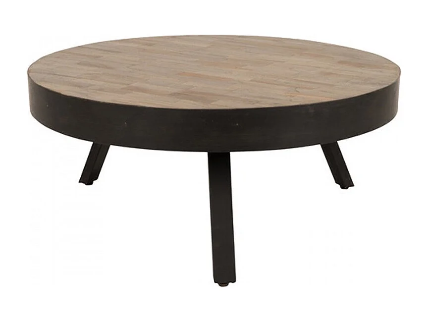 Suri - Table basse ronde en teck recyclé et métal ø74cm - Bois