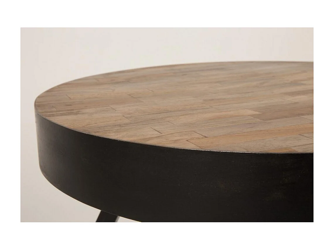 Suri - Table basse ronde en teck recyclé et métal ø74cm - Bois