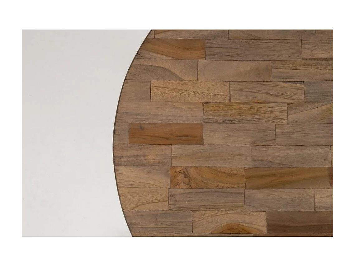 Suri - Table basse ronde en teck recyclé et métal ø74cm - Bois