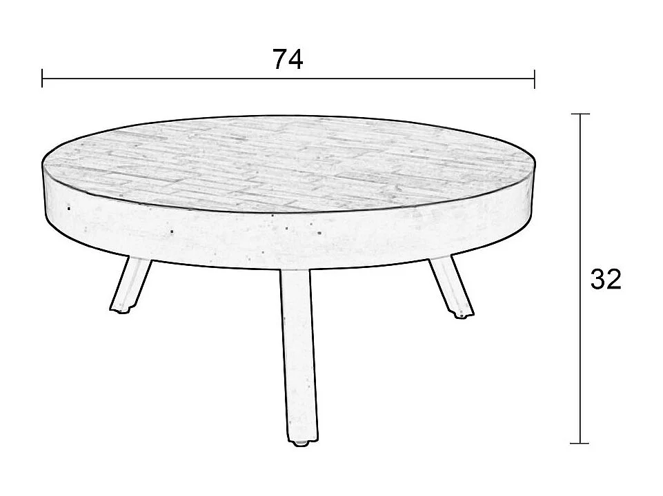 Suri - Table basse ronde en teck recyclé et métal ø74cm - Bois
