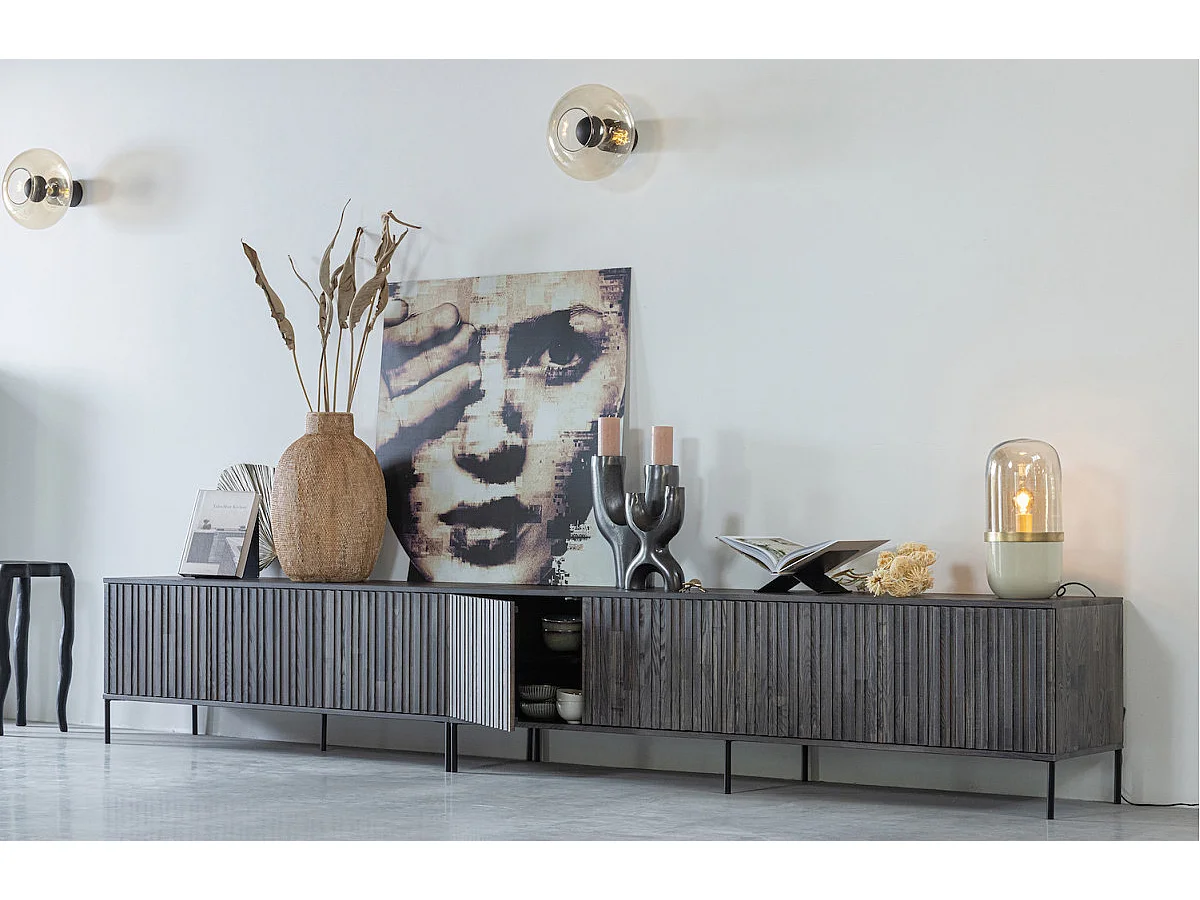 GRAVURE - Meuble TV en bois de frêne expresso 150 cm