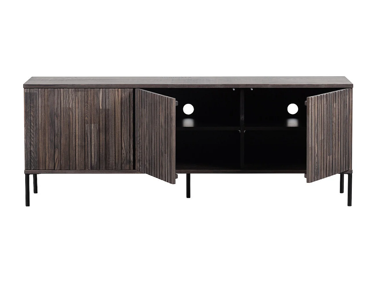 GRAVURE - Meuble TV en bois de frêne expresso 150 cm