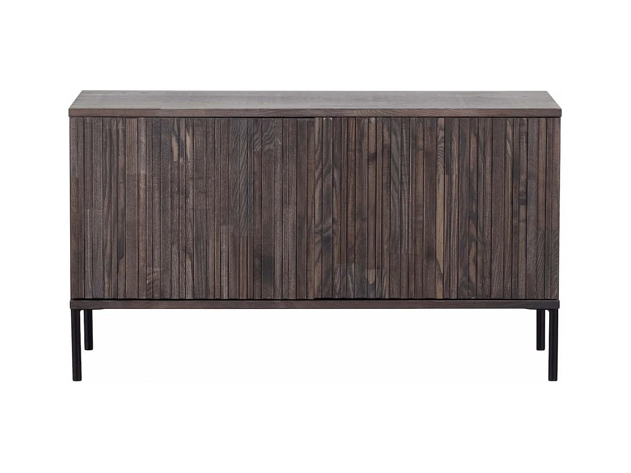 GRAVURE - Meuble TV en bois de frêne marron avec cadre en métal noir