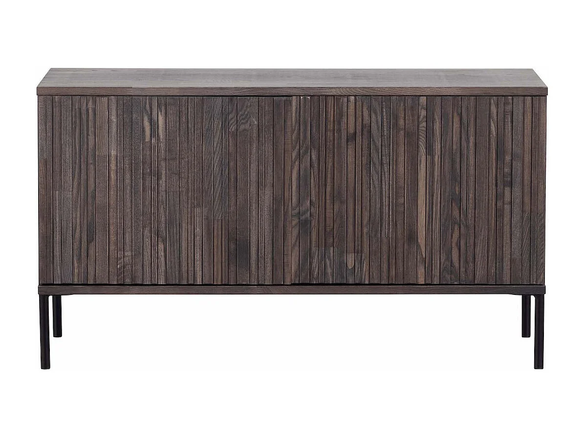 GRAVURE - Meuble TV en bois de frêne marron avec cadre en métal noir