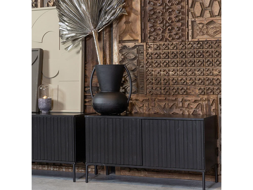 New Gravure - Meuble TV en bois L150cm - Noir