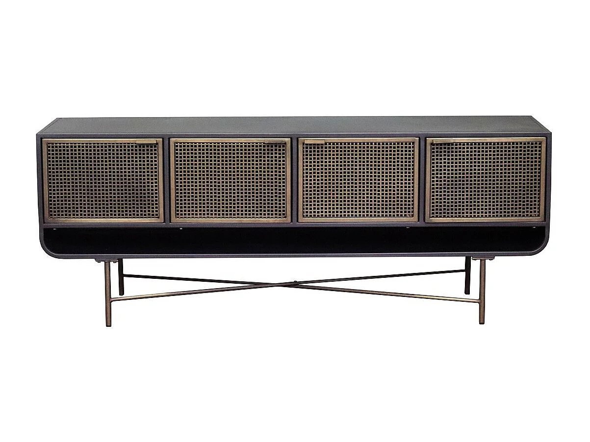 ALLIAGE - Meuble TV en Acier avec Portes en Laiton