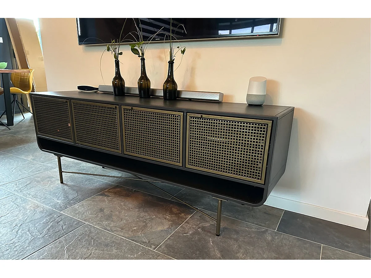 ALLIAGE - Meuble TV en Acier avec Portes en Laiton