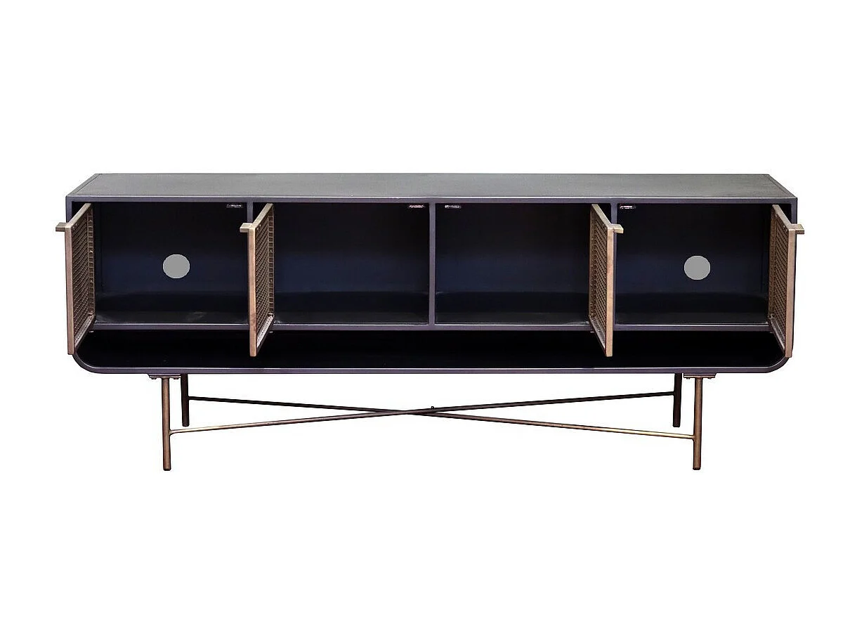 ALLIAGE - Meuble TV en Acier avec Portes en Laiton