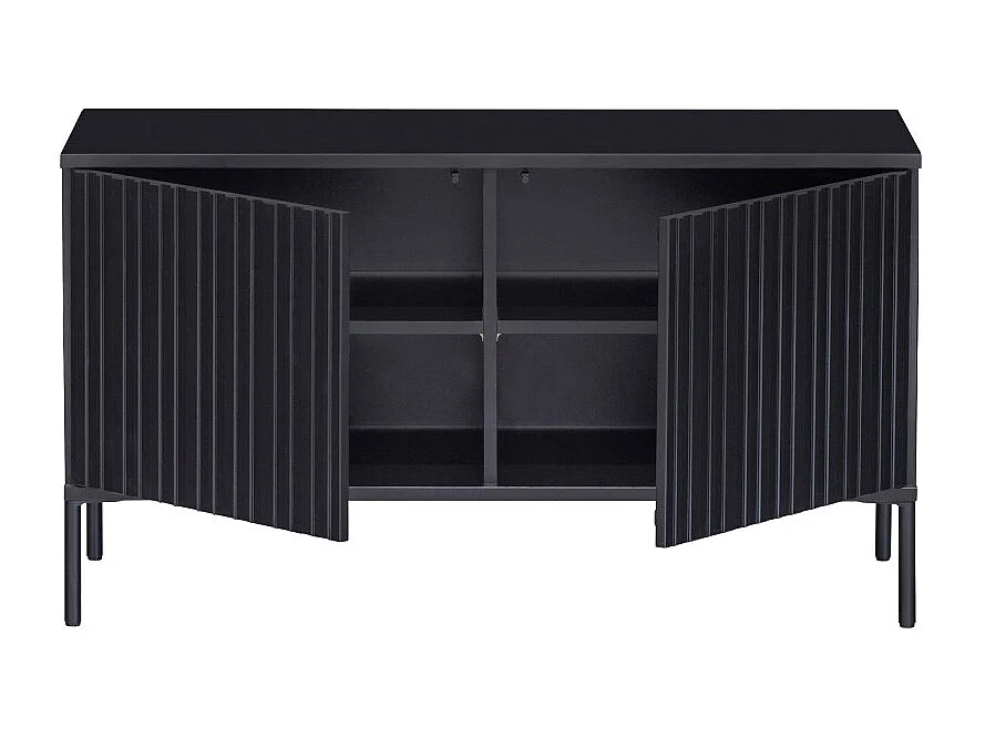 New Gravure - Meuble TV 2 portes en bois L100cm - Noir