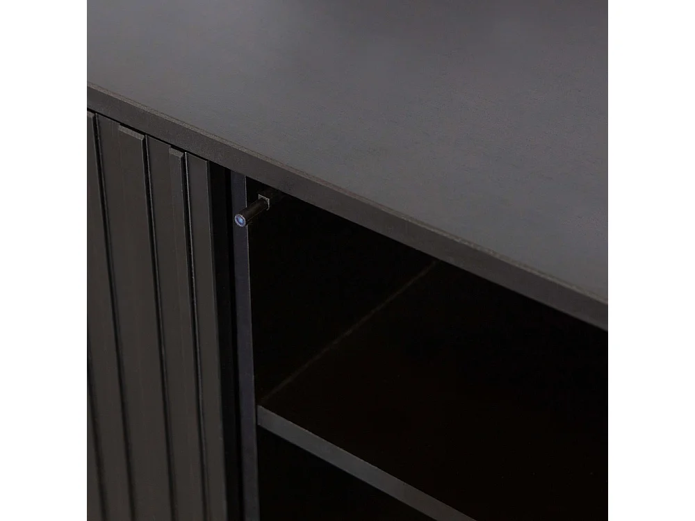 New Gravure - Meuble TV 2 portes en bois L100cm - Noir