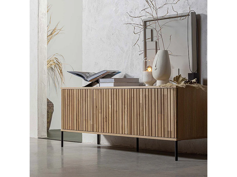 New Gravure - Meuble TV en bois L150cm - Bois clair