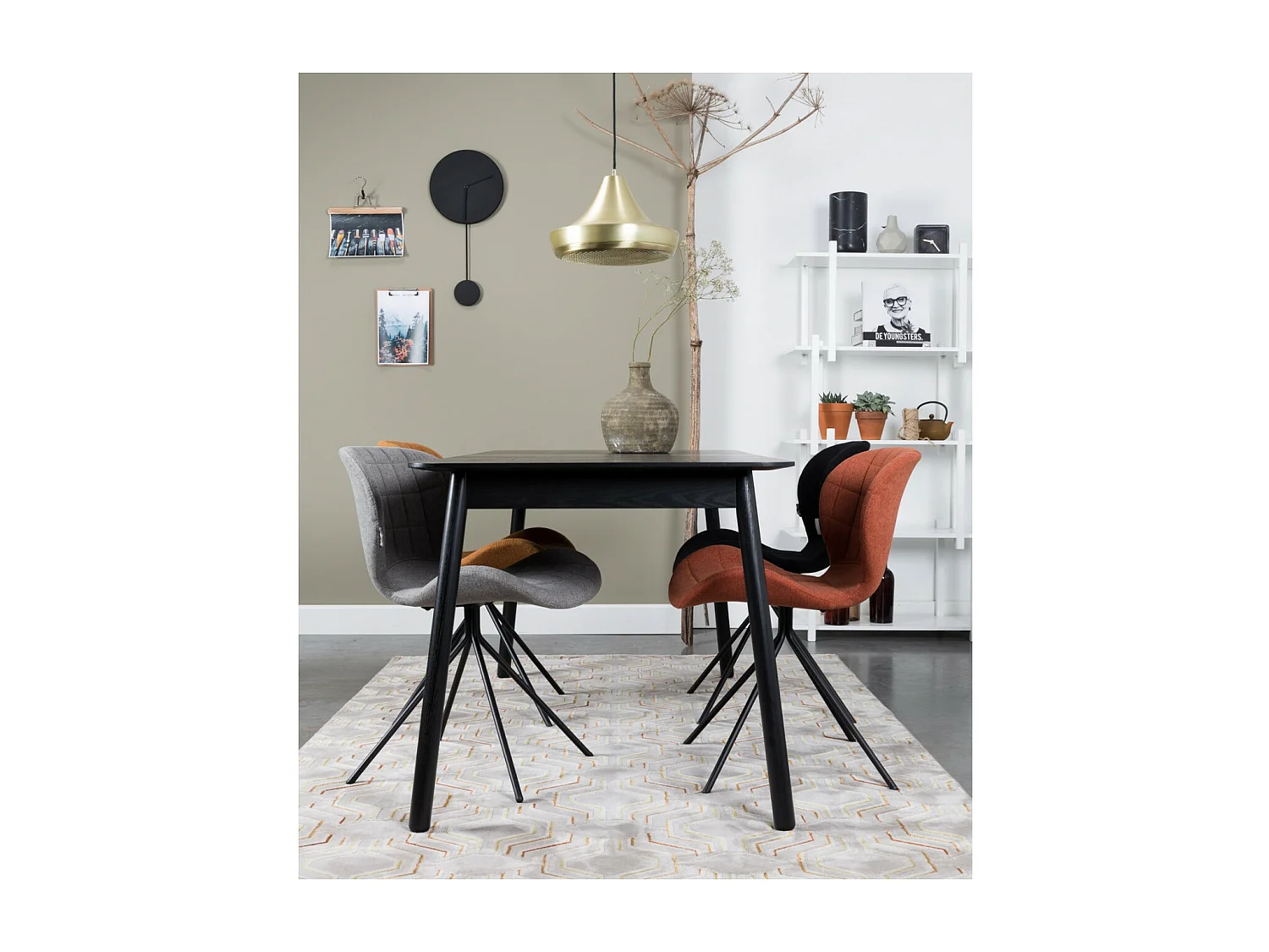 OMG - 2 chaises design en tissu lainé camel