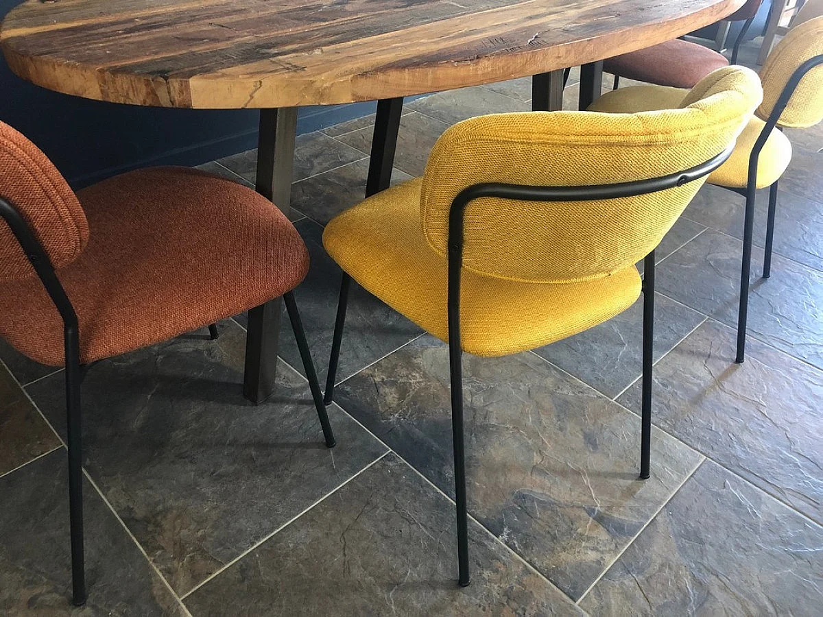 BELLAGIO - 2 Chaises de repas en tissu jaune