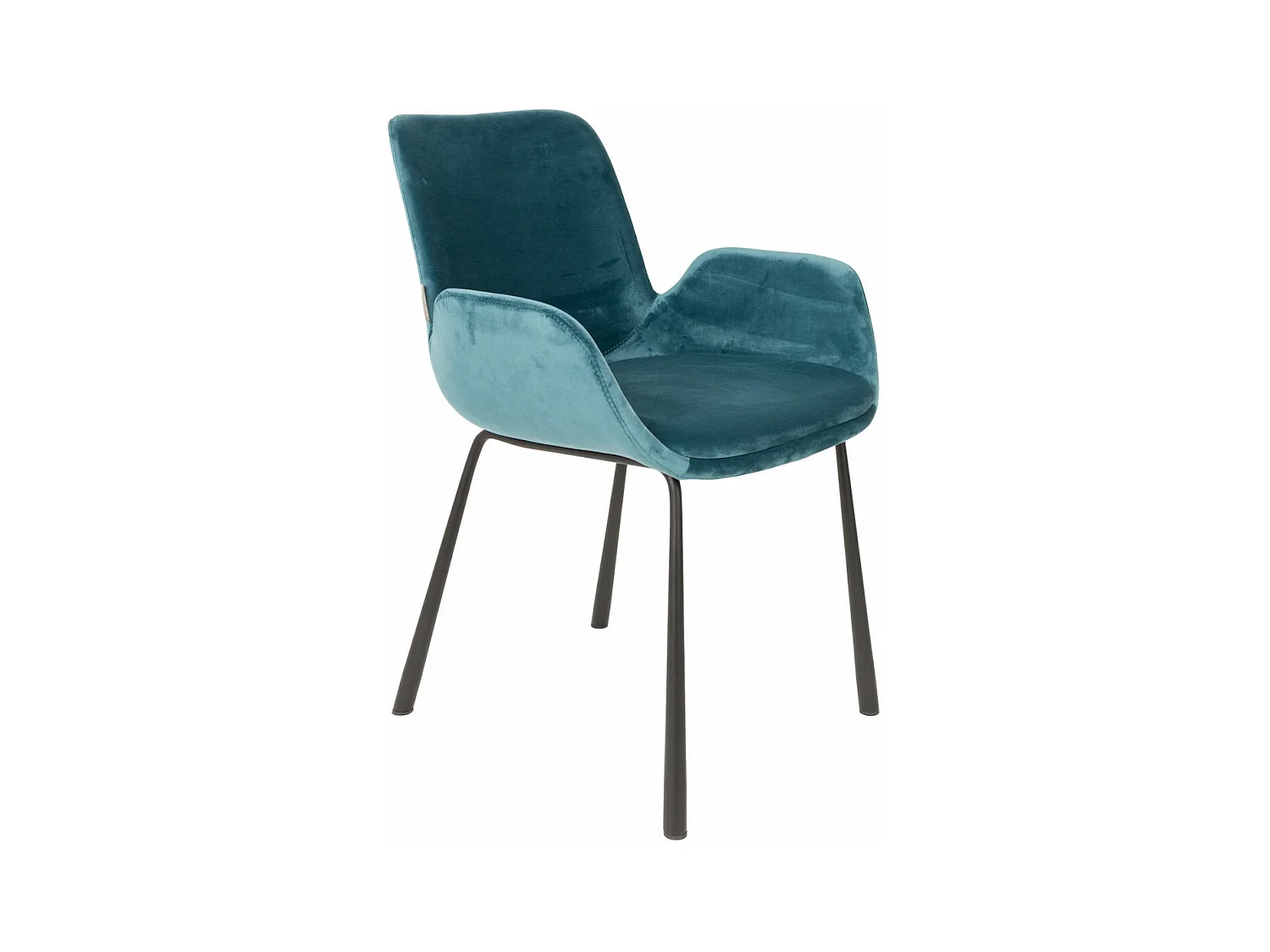 BRIT - Chaise en Velours Bleu avec Accoudoirs
