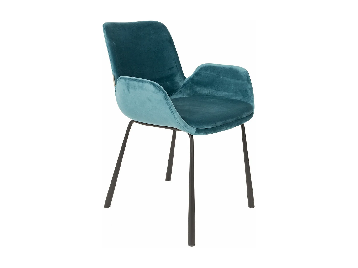 BRIT - Chaise en Velours Bleu avec Accoudoirs