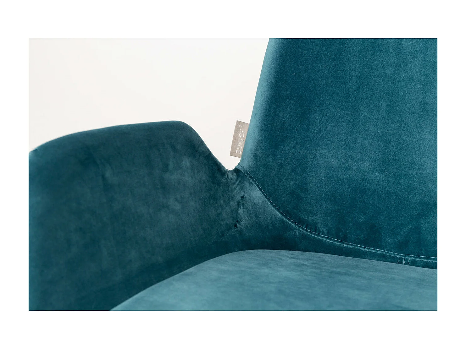 BRIT - Chaise en Velours Bleu avec Accoudoirs