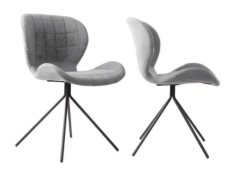 OMG - 2 chaises design en tissu gris confortables