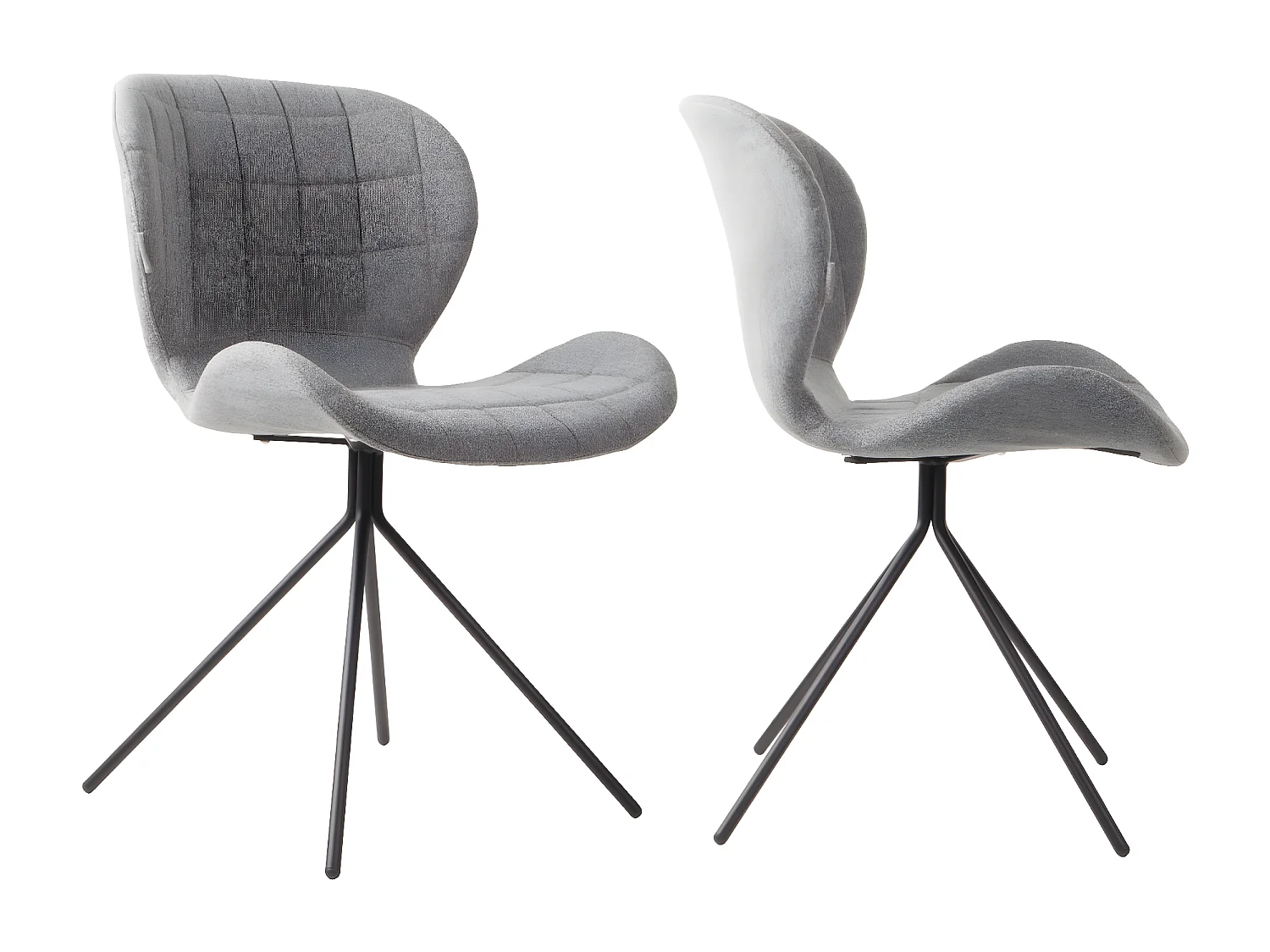 OMG - 2 chaises design en tissu gris confortables