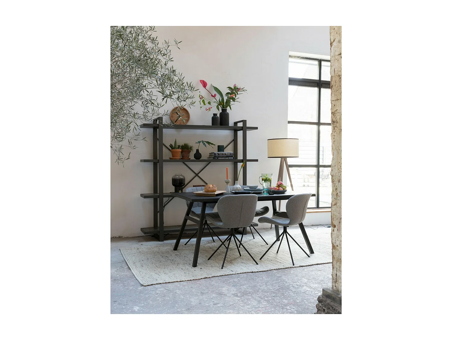 OMG - 2 chaises design en tissu gris confortables