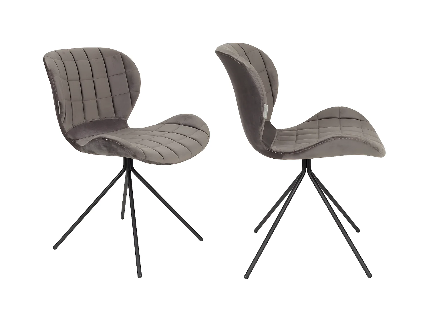 OMG - 2 Chaises en velours confortable gris