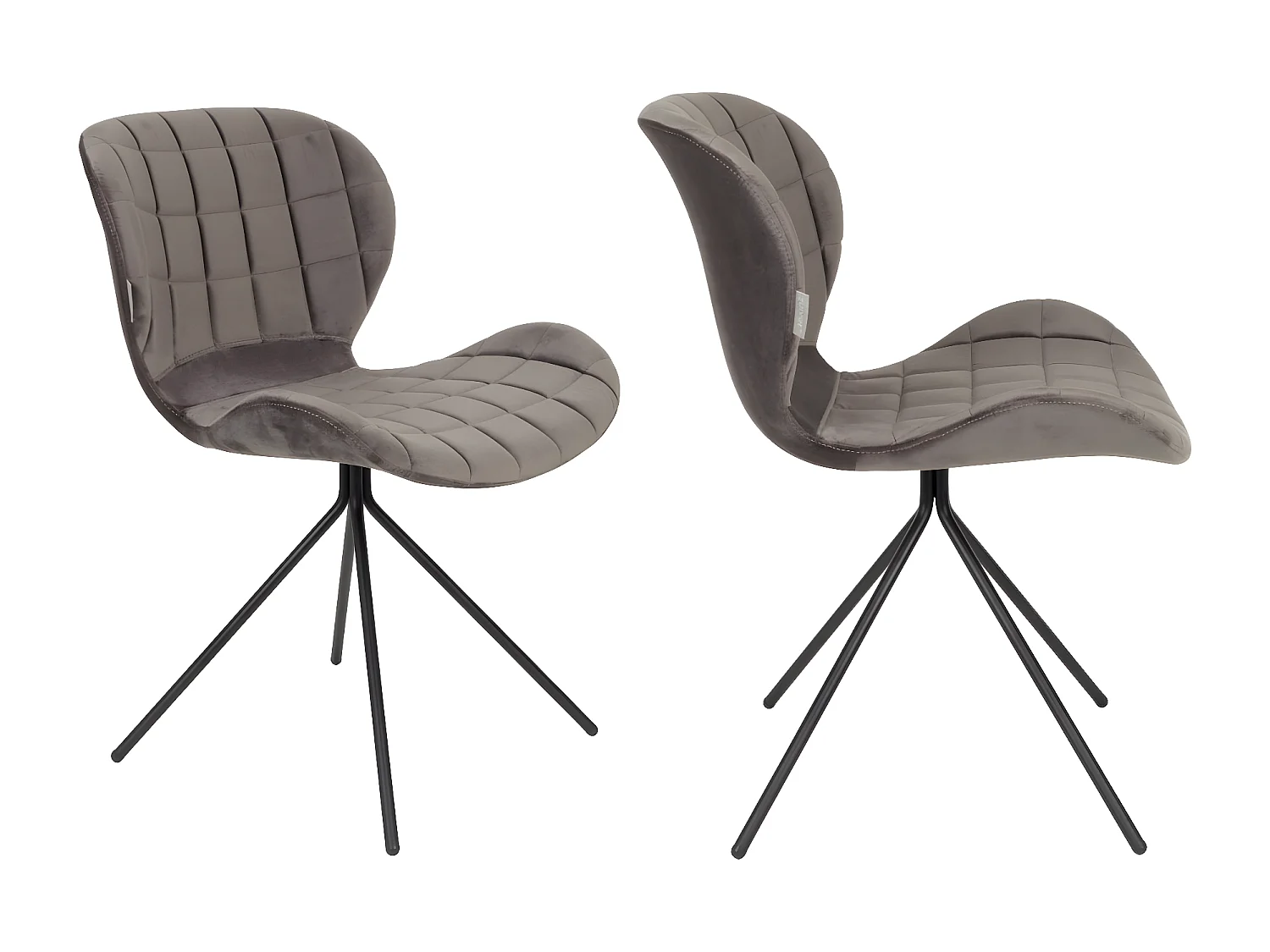 OMG - 2 Chaises en velours confortable gris