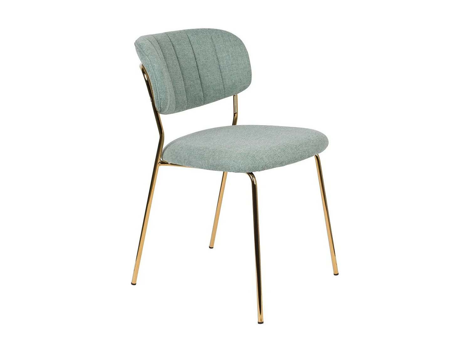 BELLAGIO - Chaise de repas en tissu vert clair avec pieds dorés