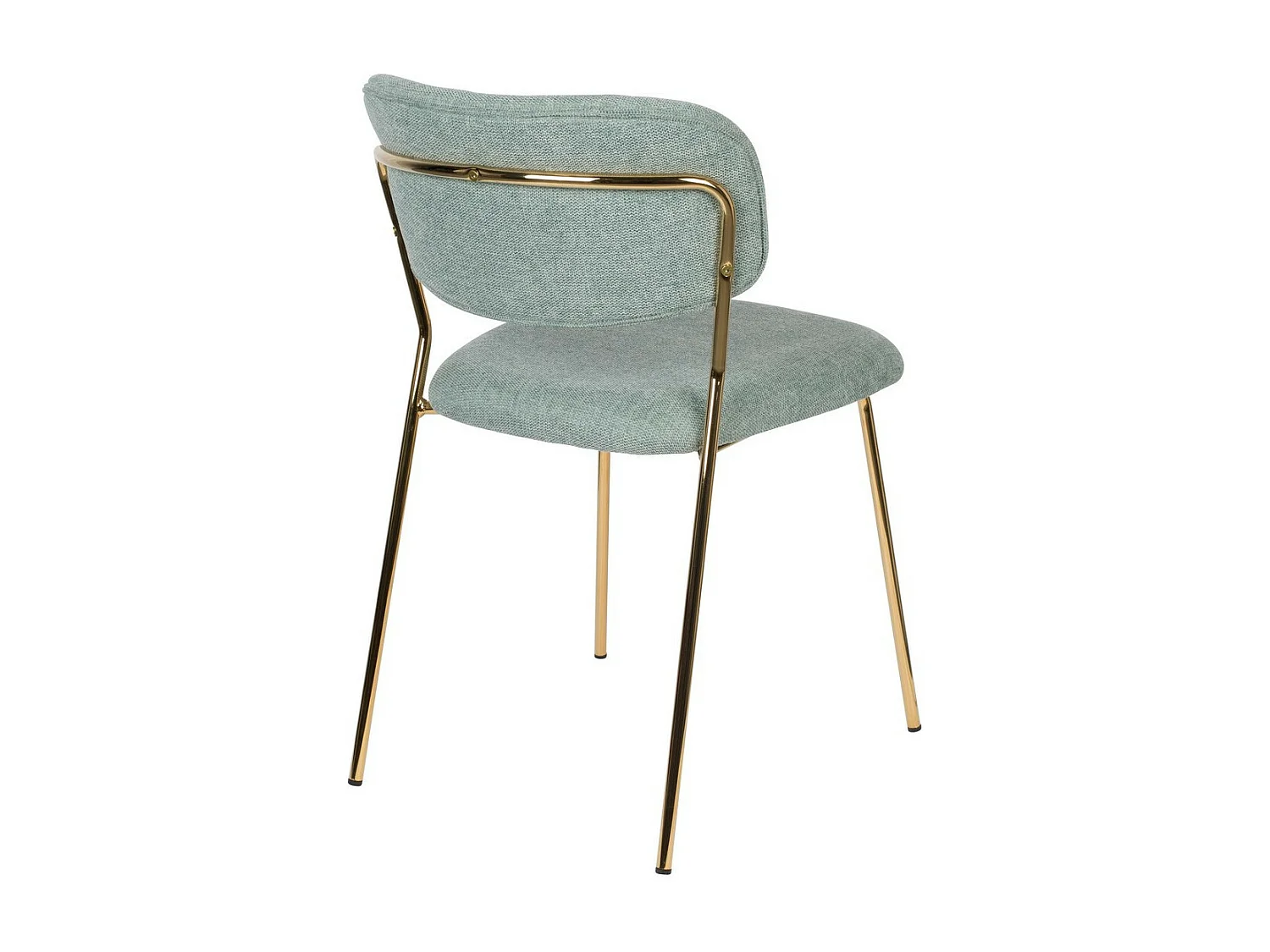 BELLAGIO - Chaise de repas en tissu vert clair avec pieds dorés