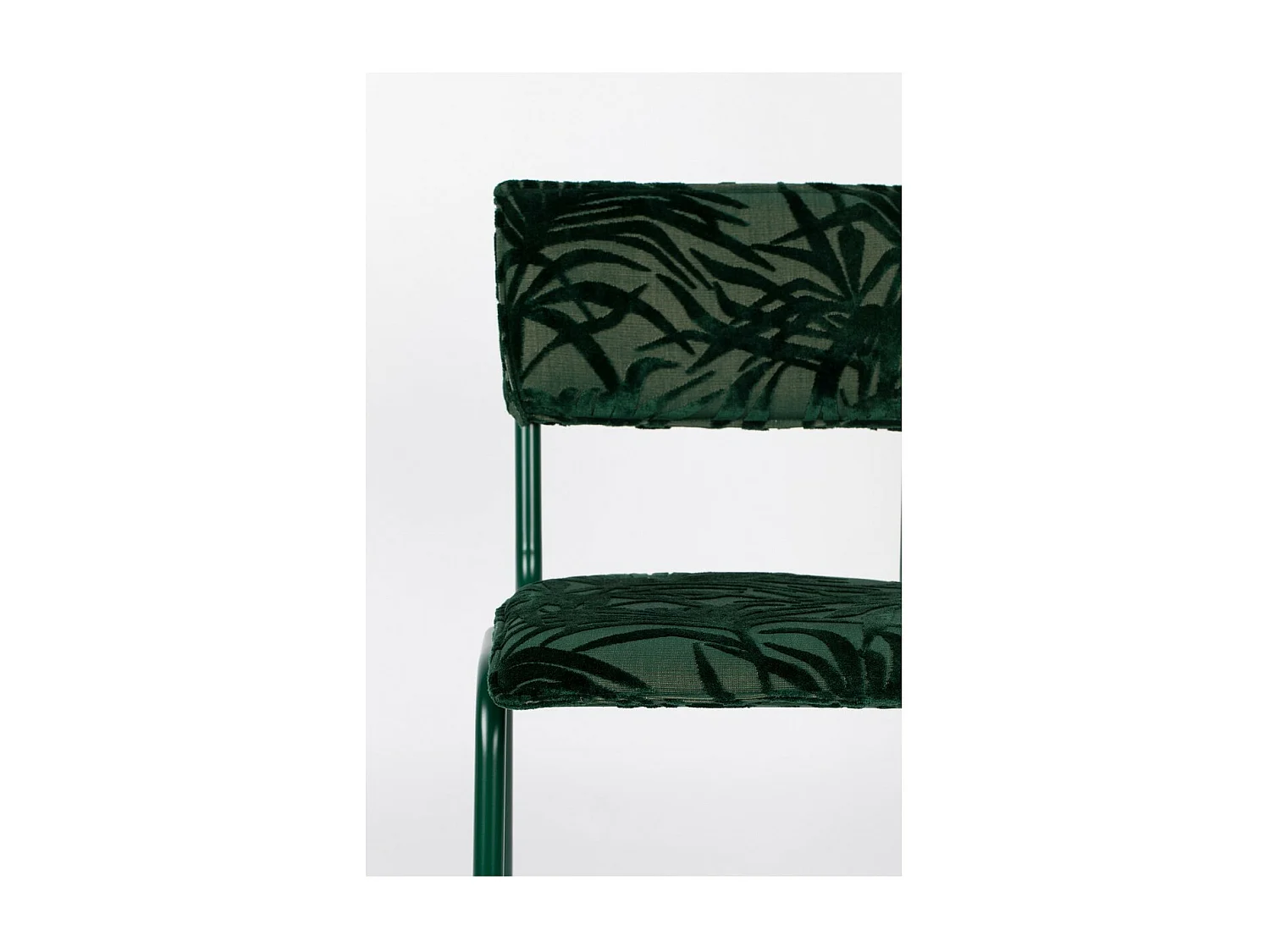 BACK TO MIAMI - Chaise de repas en velours brodé vert