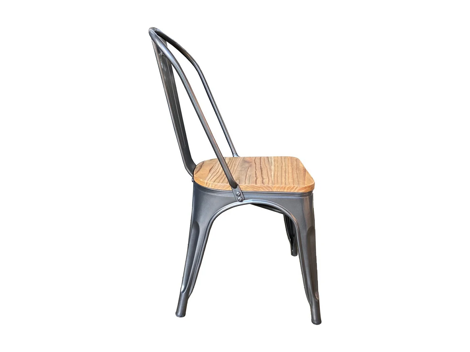 NEVADA - Lot de 2 chaises de repas en acier et bois clair