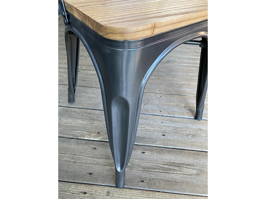 NEVADA - Lot de 2 chaises de repas en acier et bois clair