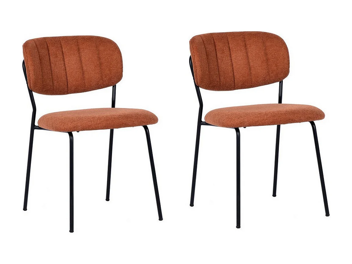 BELLAGIO - 2 Chaises de repas en tissu orange