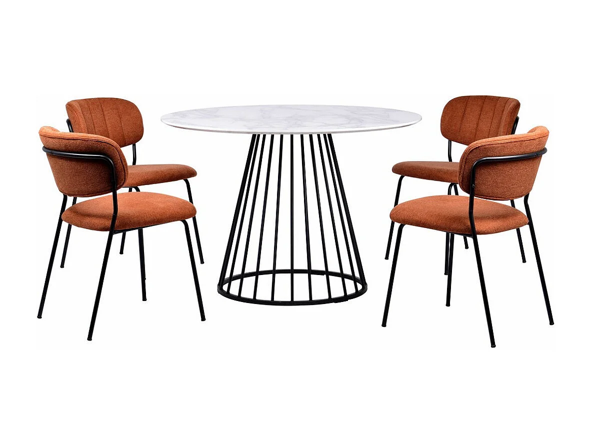 BELLAGIO - 2 Chaises de repas en tissu orange