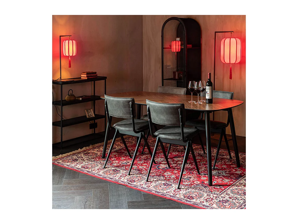 CLOVER - Table de repas ovale en bois noyer 165 cm