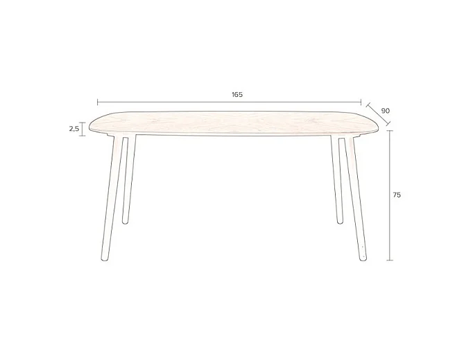 CLOVER - Table de repas ovale en bois noyer 165 cm