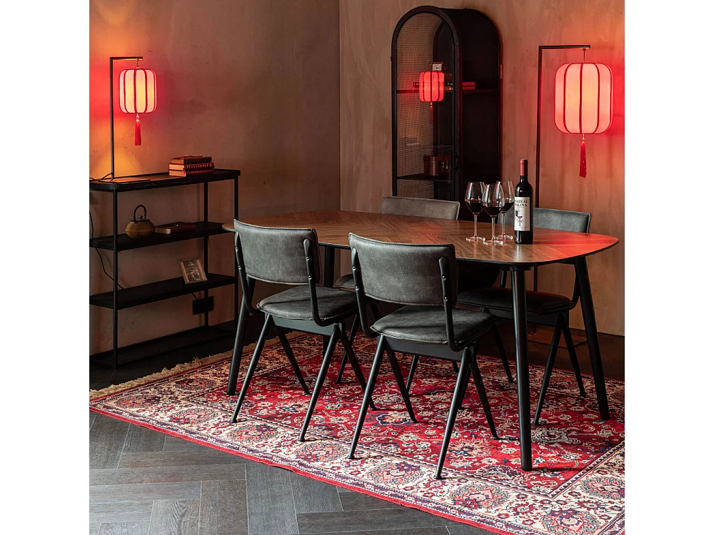 Clover - Table à manger aux bords arrondis 165x90cm - Couleur - Bois foncé